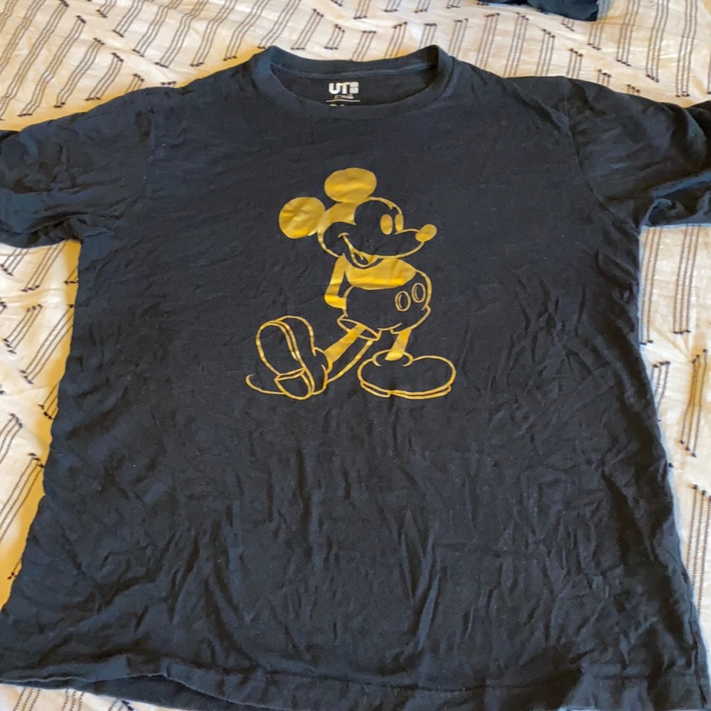 Uniqlo black and gold Mickey Mouse t shirt